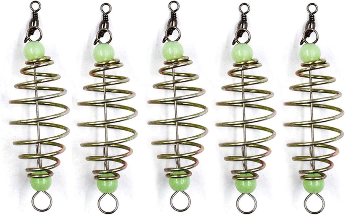5PCS Inline Method Feeders voor Karpervissen, Luminous Bait Thrower met Coils en Lure Cage Basket