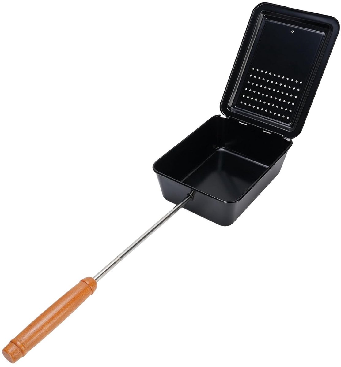 SnelShoppen - Kampvuur Popcorn Popper, Handmatige Popcorn Kookplaat van Ijzer met Houten Handvat voor Camping, Tuin, Feest & Achtertuin