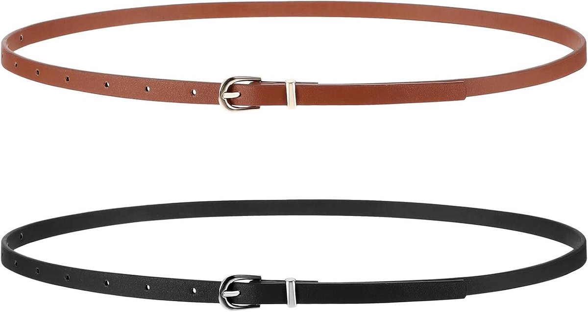 Dames verstelbare leren riem - 2-delige set, slank ontwerp, perfect voor elke outfit