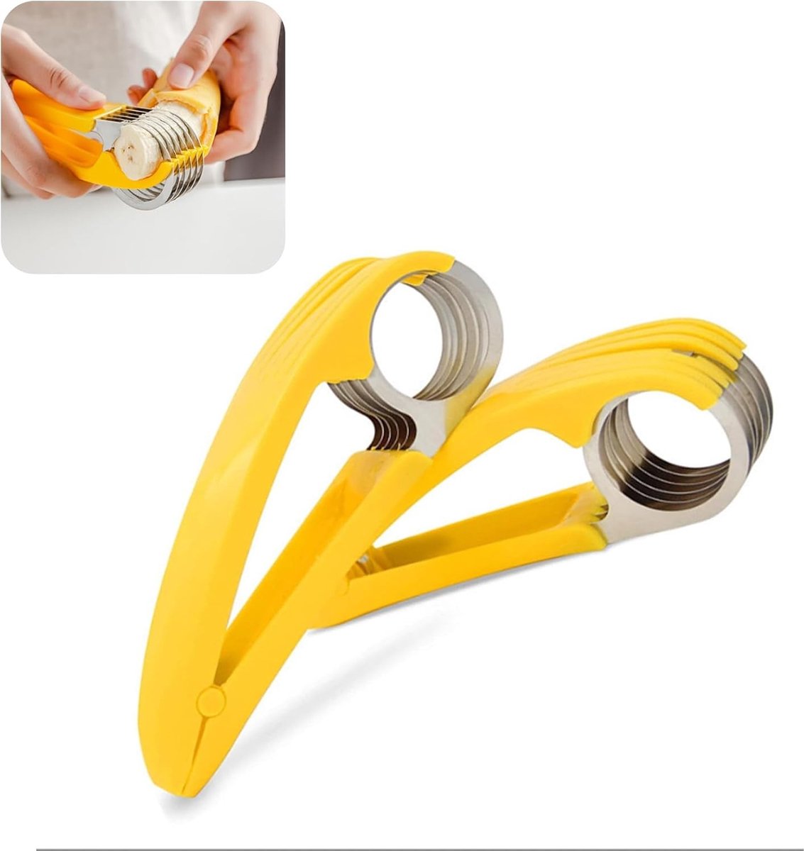 Handmatige Bananensnijder voor Perfecte Plakjes, Roestvrijstalen Keukenaccessoire voor Fruit, Ideaal voor Bananen, Aardbeien en Druiven (2 stuks)