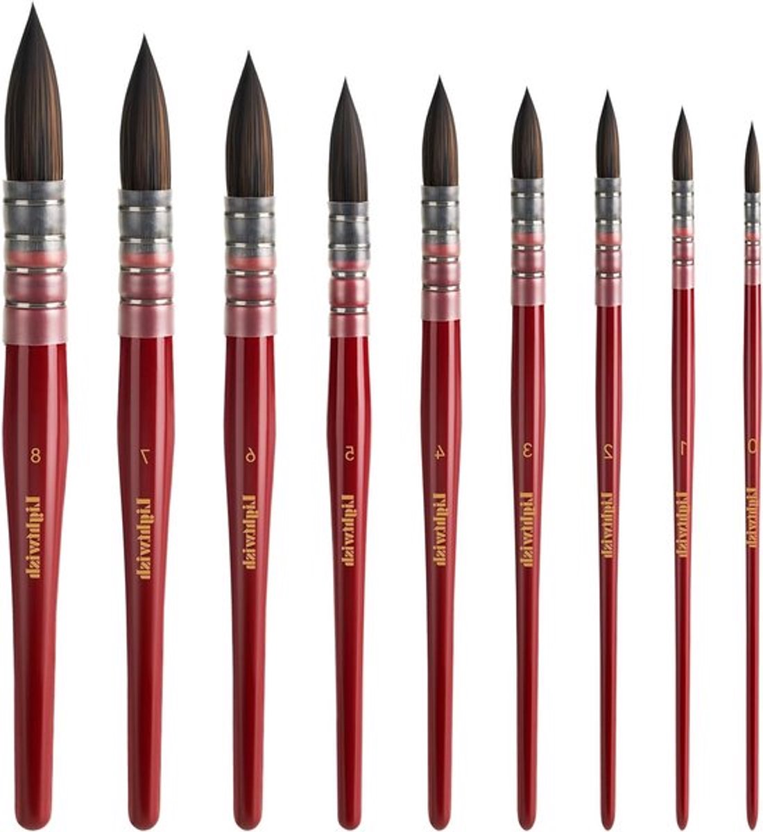 Professionele Waterverf Penselen Set van 9 Stukken | Synthetische Haar Borstels voor Waterverf, Gouache en Acrylaat | Puntige Ronde Mop Borstel voor Kunstenaars, Beginners en Hobbyisten
