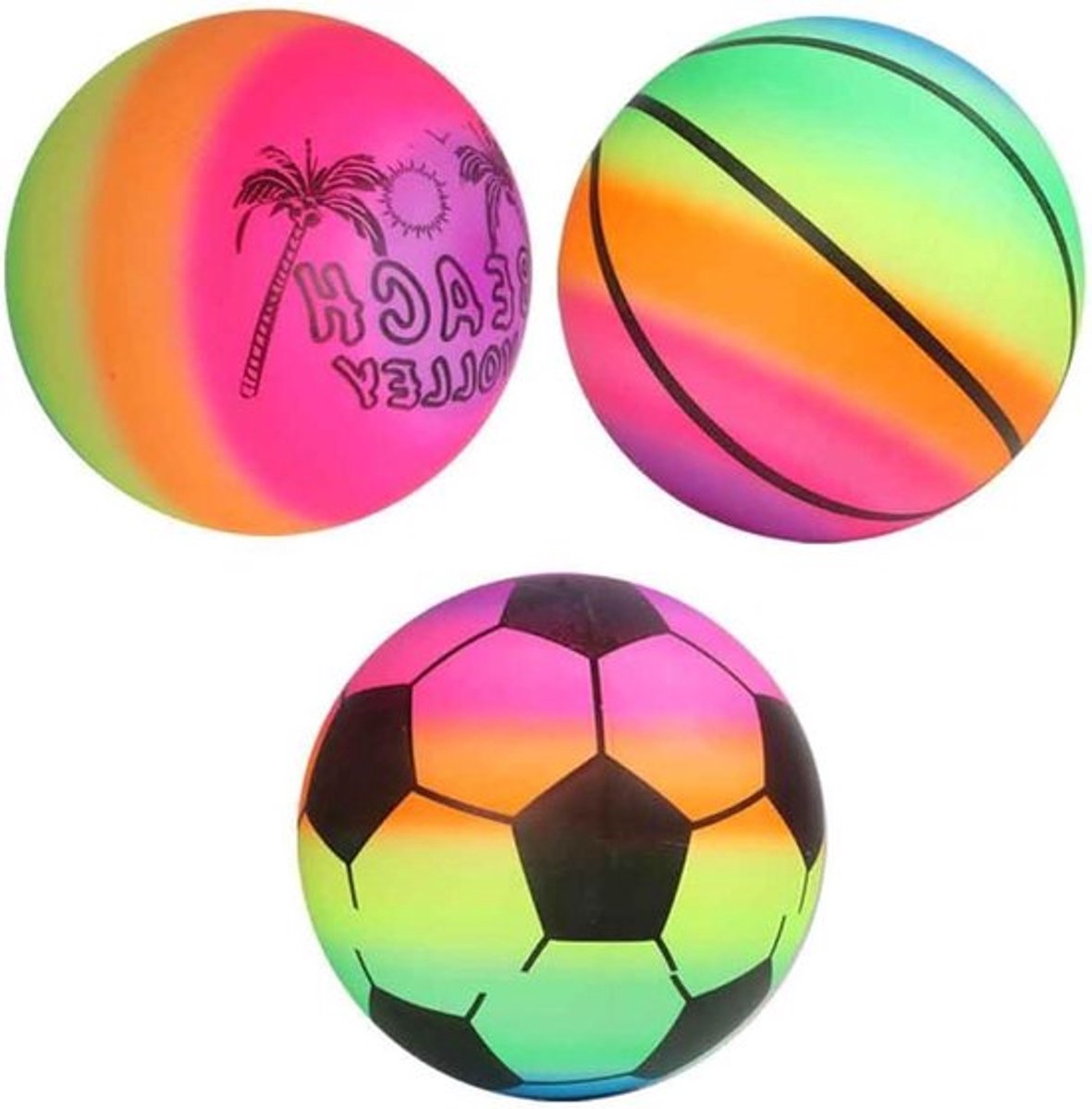 Opblaasbare regenboogbal - Peutervoetbal voor binnen en buiten - Neonbasketbal en volleybalset
