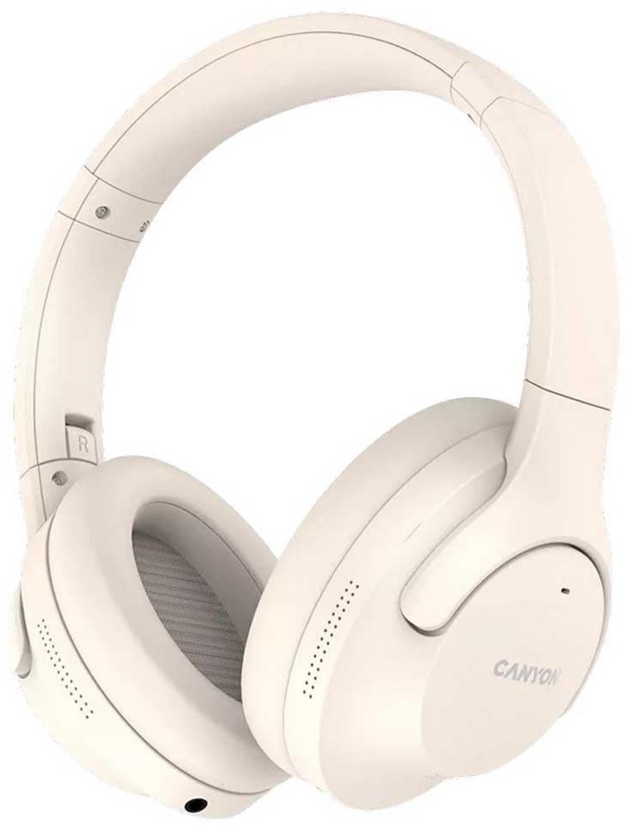 SnelShoppen - Bluetooth Headset OnRiff 10 On-Ear met ANC, Bluetooth 5.3, Beige, Draadloze Koptelefoon voor Thuis, Kantoor, Reizen en Sport