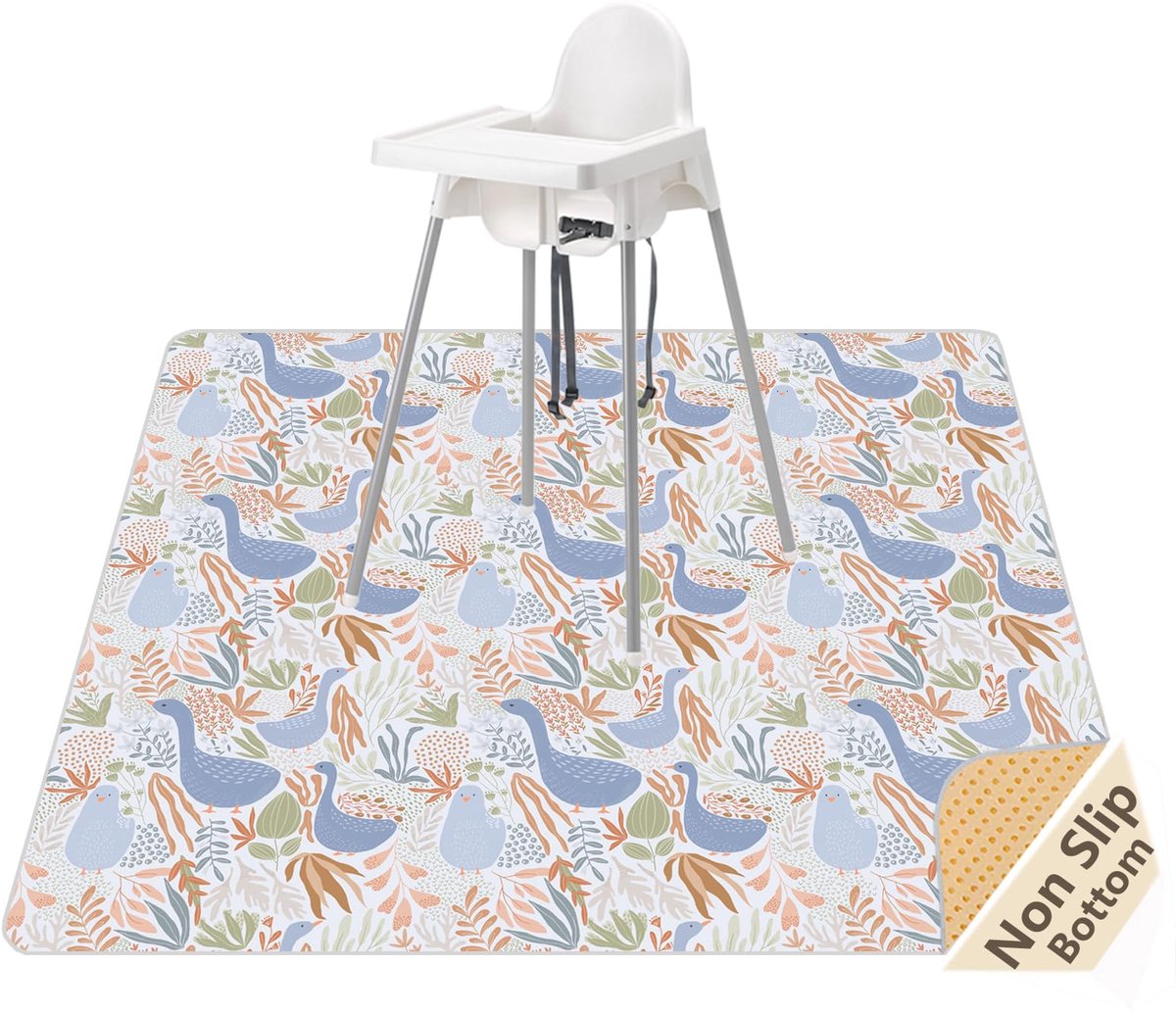 SnelShoppen - Splatmat voor onder kinderstoel, waterdichte antislip vloermat, 130 cm, herbruikbare spatmat voor knutselen en babyvoeding, ideaal voor