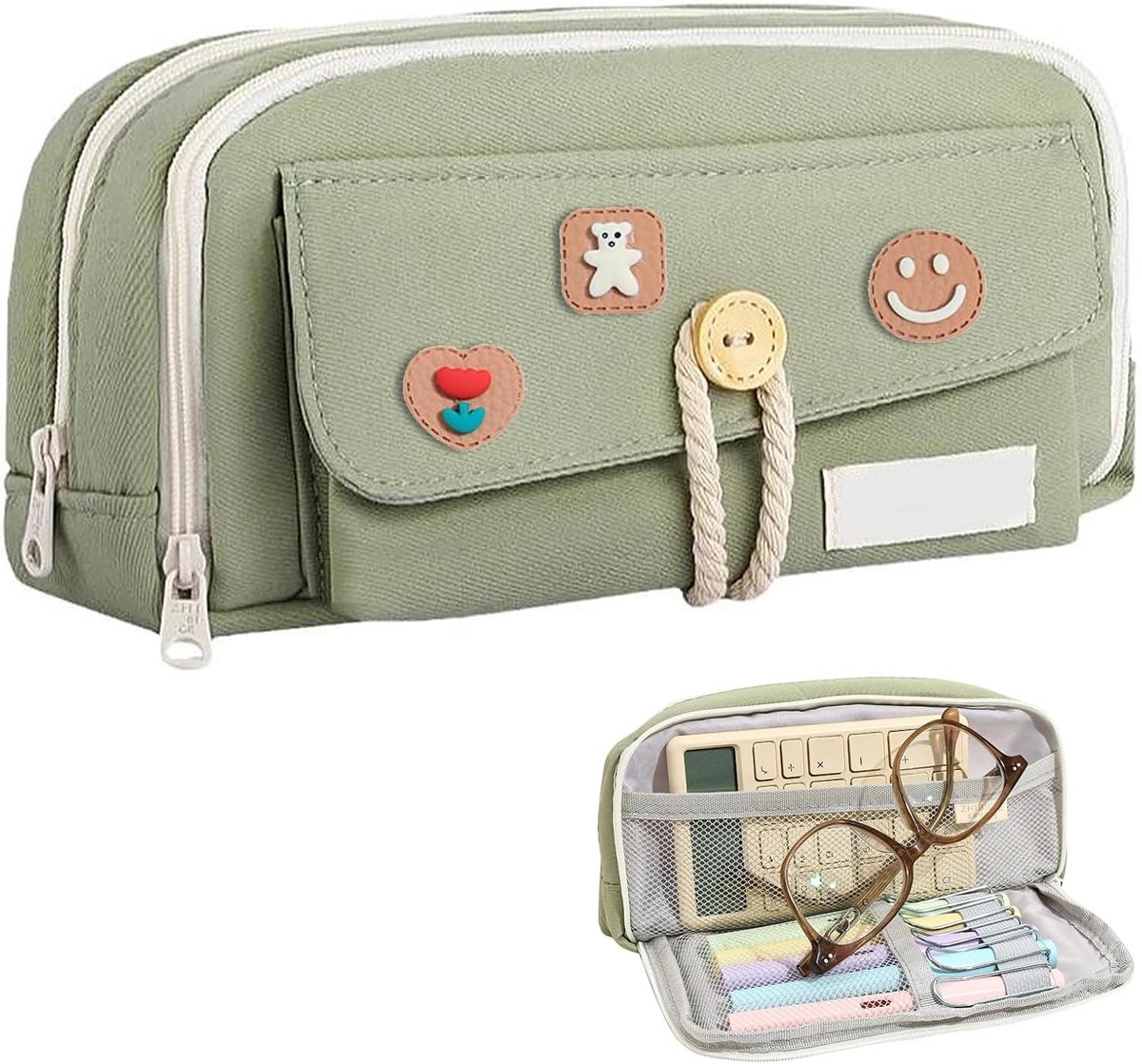 SnelShoppen - Grote Capaciteit Vouwbare Pennenhouder, School Pen Case, Canvas Penetui, Draagbare Kantoor Pennenhouder, Studenten, Meisjes, Jongens, Ti