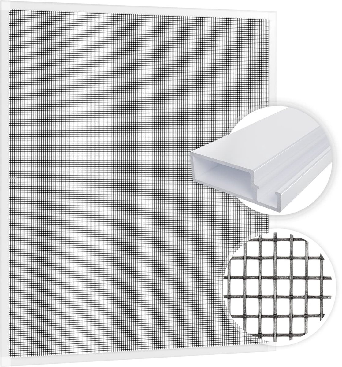 SnelShoppen - Vliegenhor 120x140cm Aluminium Frame Wit voor Ramen - Insectenhor, Muggenhor, Vliegennet voor Thuis, Tuin en Keuken