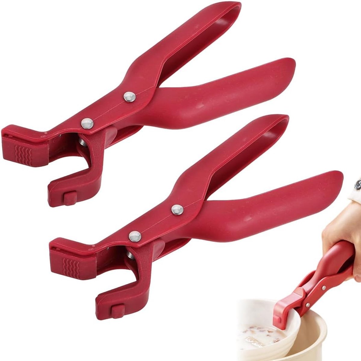 Hittebestendige anti-verbrandingsclips voor keuken, antislip tangen voor magnetron en luchtfriteuse, 2 stuks, veilig en gebruiksvriendelijk