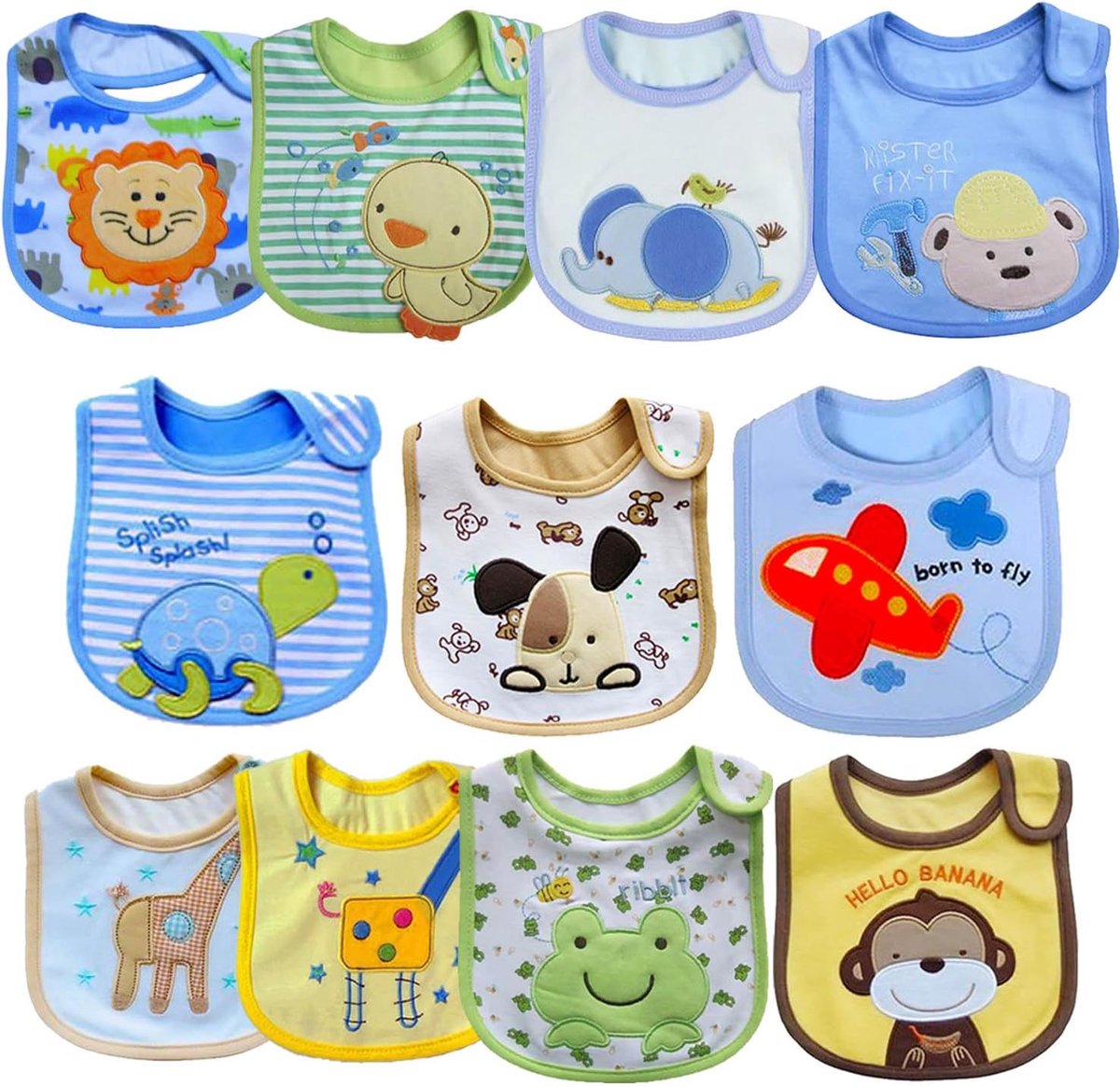 Baby slabbetjes 11 stuks - waterdichte katoen - bandana stijl - ideaal voor 0-36 maanden - SnelShoppen