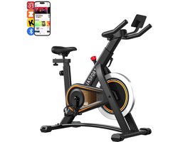 JASPORT A3 Hometrainer en Spinningfiets voor Thuis – Wrijvingsweerstand, Bluetooth, LED-display, Kinomap & Zwift, 7,5 kg Vliegwiel – Zwart