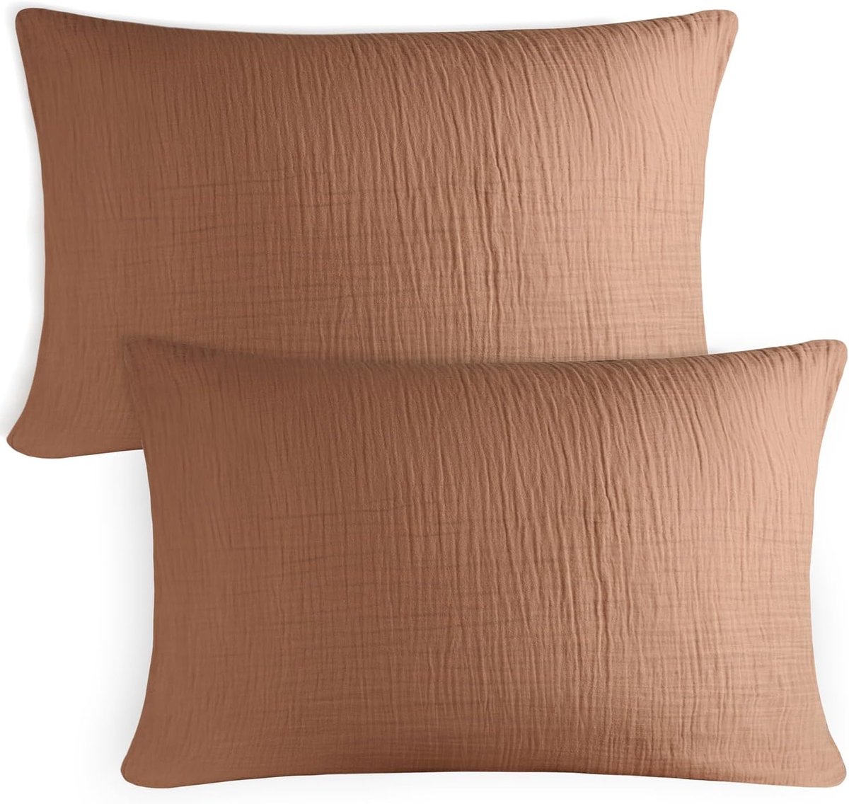 SnelShoppen - Musselin Kussenbezügen 40x80 cm, 2er-Set, Copper | OEKO-TEX gecertificeerd, 100% katoen, extra zacht, ademend, wasbaar op 40 °C