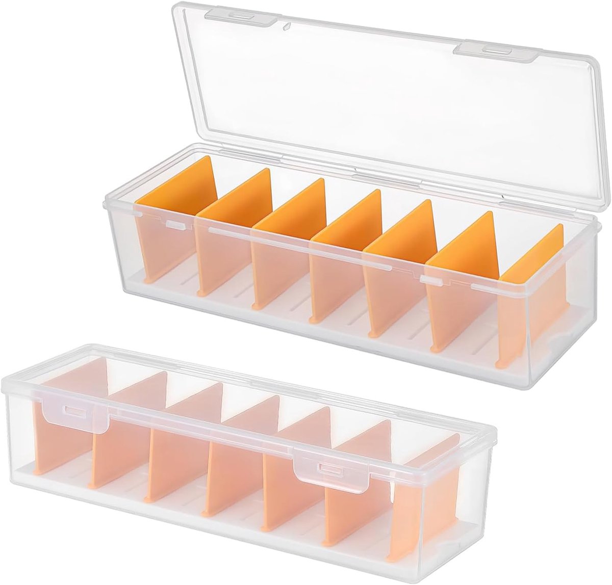 Cable Ties Management Box with Lid, 2 Pcs Data Cable Ties Neat with Adjustable 7 Compartments, Storage Organizer - ShopVlot