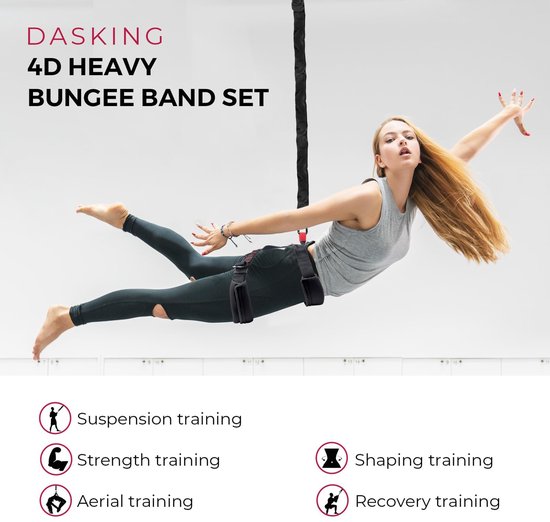 SnelShoppen - Geüpgraded set voor luchtfitness met bungee, verstelbaar harnas en elastiek, anti-zwaartekracht yoga, vliegende slinger, bungee dans tou van Snelshoppen — afbeelding 4