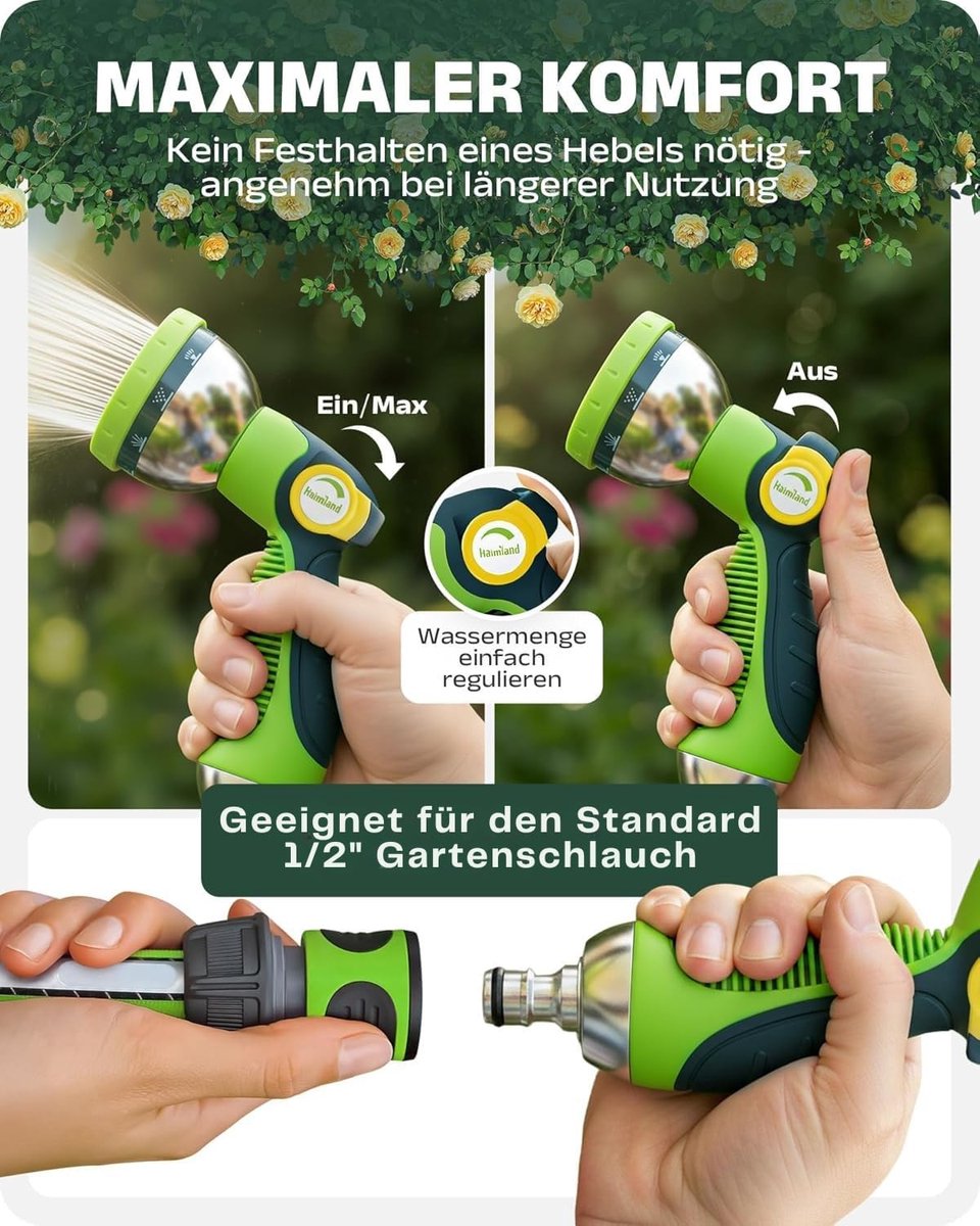 SnelShoppen - Professionele Hoge Druk Watergun voor Tuinslang, Metalen Versterkte Waterpistool met Precisie Thumb Control, Ideaal voor Gemakkelijk Gie