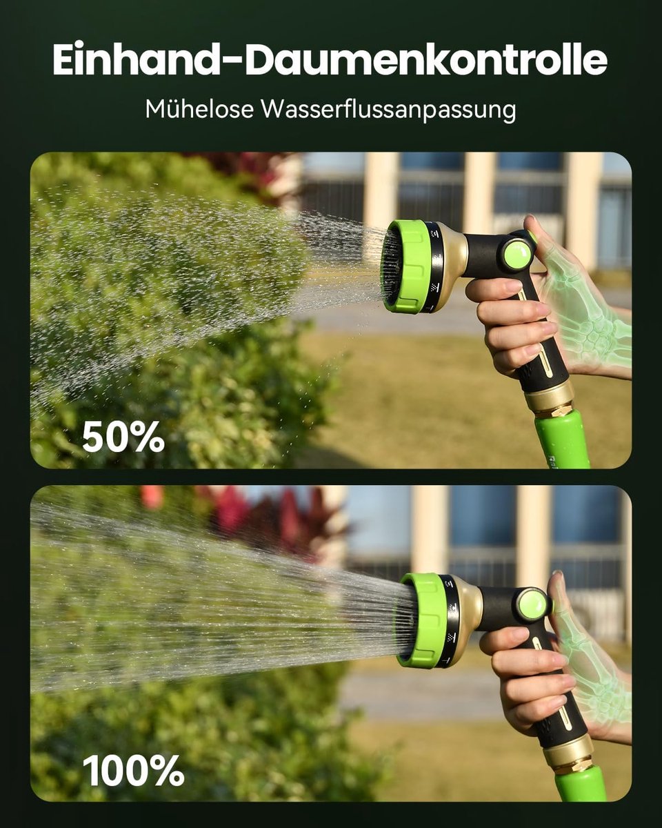 SnelShoppen - Tuindouche Metalen Tuinhanddouche 10 Irrigatiepatronen Hogedruk Spuit Waterstroomregeling Groen Voor Tuin Irrigatie Autowassen