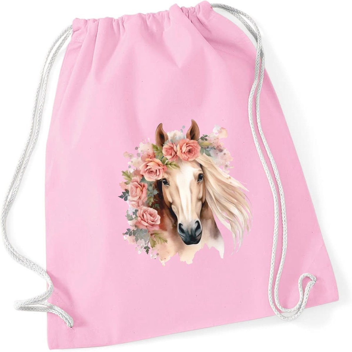 minimutz Gymtas paard meisjes, stoffen tas, rugzak van katoen om te trekken, sporttas, school, wisselwaszak - ShopVlot