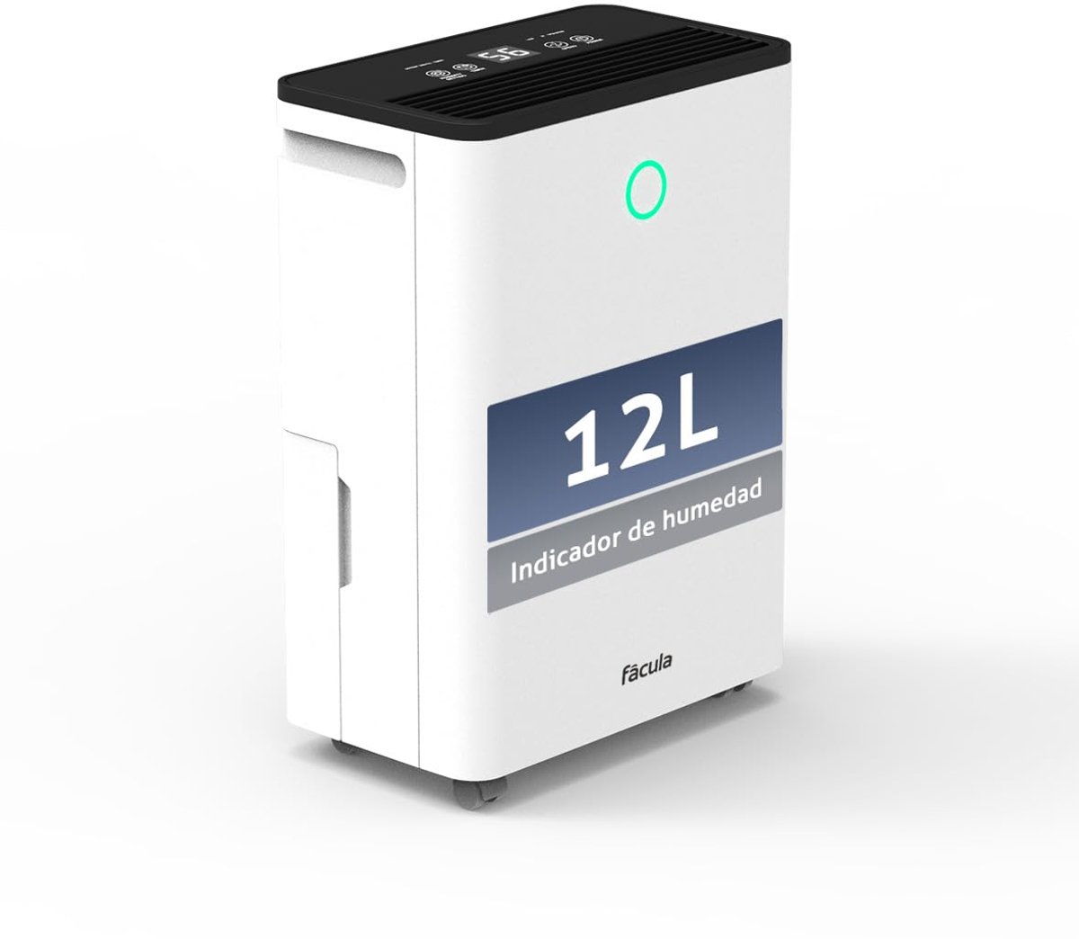 SnelShoppen - Facula Luchtontvochtiger 12L, Draagbaar, Automatische en Intelligente Modi, Timer 1-24 Uur, Ventilator met 2 Snelheden, Alarm Volle Tank