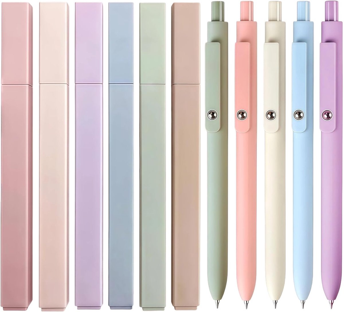 Pastelmarkeerstiftenetui 11-delig - 6 fluorescerende pennen en 5 balpennen - voor studeren en schrijven - SnelShoppen