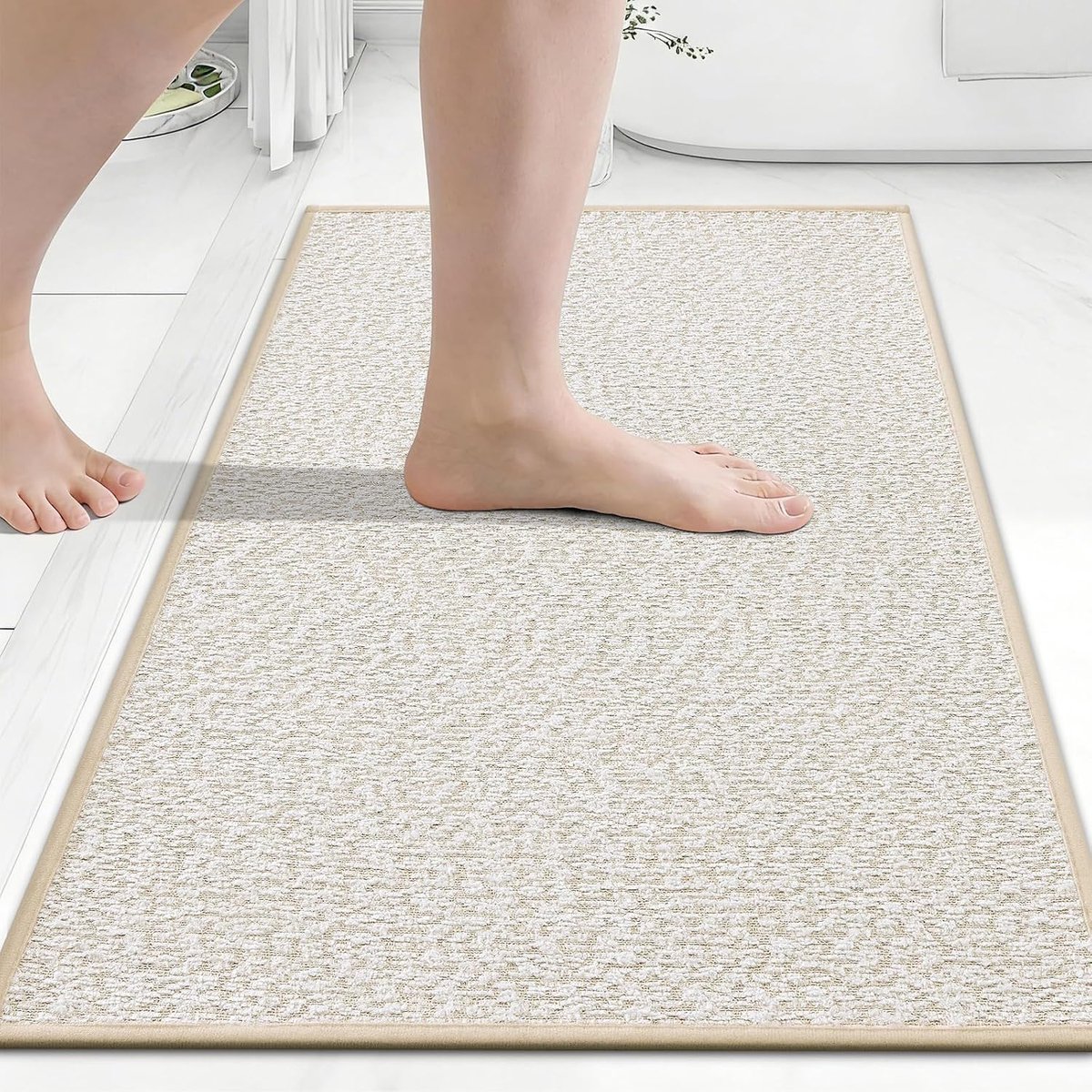SnelShoppen - Homaxy Dun Badkamertapijt, Antislip Badmat met Rubberen Achterkant, Absorberend en Sneldrogend, Wasbaar, Badmat met Korte Pool, 41 x 61