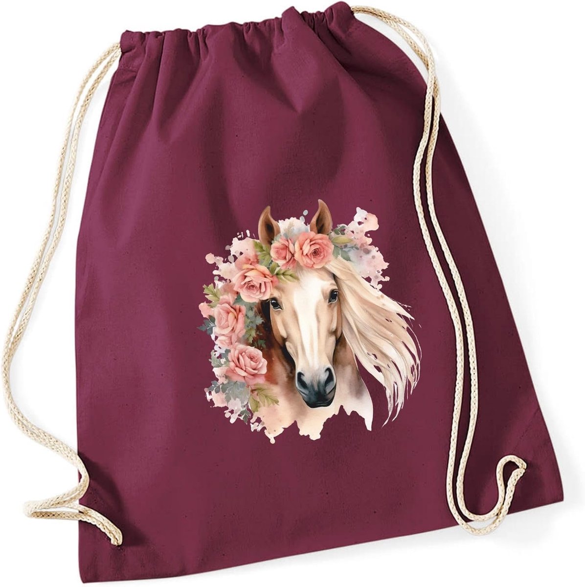 minimutz Gymtas paard meisjes, stoffen tas, rugzak van katoen om te trekken, sporttas, school, wisselwaszak - ShopVlot