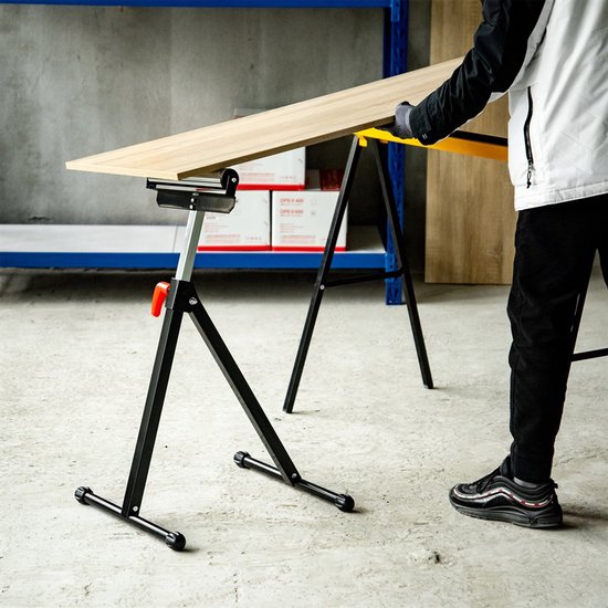 NAVOBIZ Rolbok - Rolsteun - Steunbok - Rollensteun - Verstelbare hoogte - Soepele lagerrol - Opvouwbaar - Antislipvoeten - Zwart — afbeelding 4