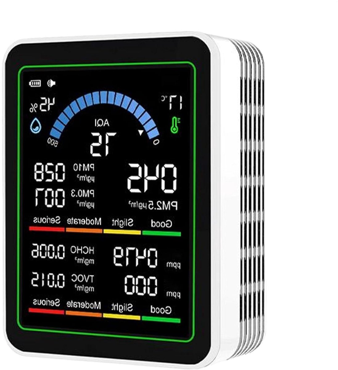 Luchtkwaliteit Monitor - Binnenklimaat Sensor - Gezonde Lucht - Real-time Data - Compact Formaat - Wit