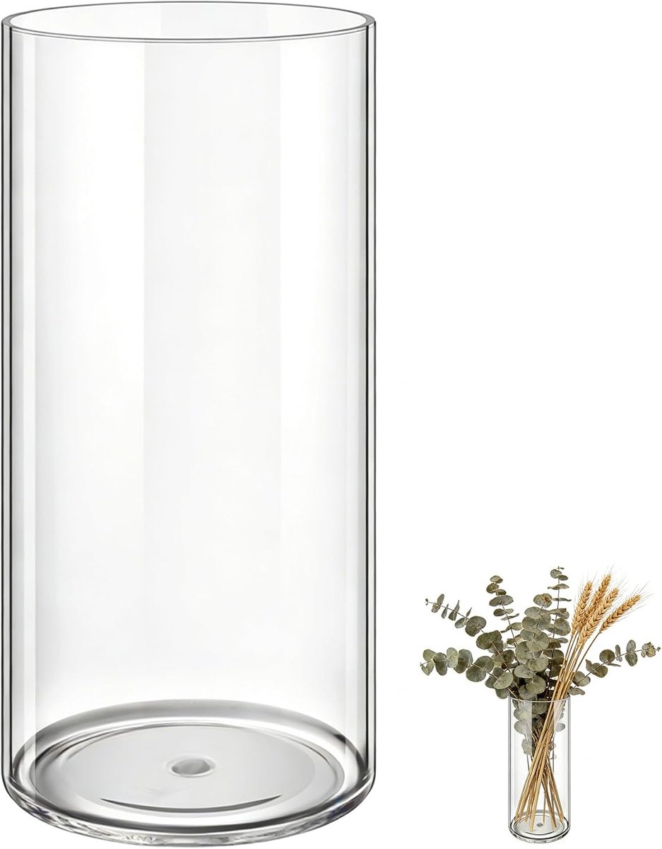 SnelShoppen - Ronde Acryl Vaas 30cm Hoog, Transparante Onbreekbare Vazen voor Vers en Droge Bloemen, Lichtgewicht Decoratie voor Huis en Tafeltafelstu