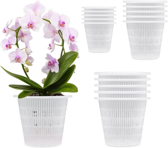 Transparante Orchidee Potten voor Binnen, Plastic Plant Potten voor Groei, Set van 15 Stuks