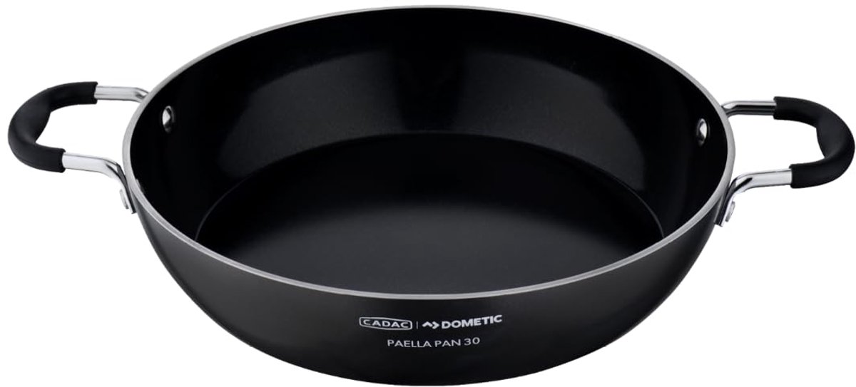 SnelShoppen - Paella Pan 30 cm - Aluminium Grillpan - Barbecue Accessoires - Ideaal voor Feest, Camping en Tuin - Grijze Kleur - Geschikt voor 2 Kookz