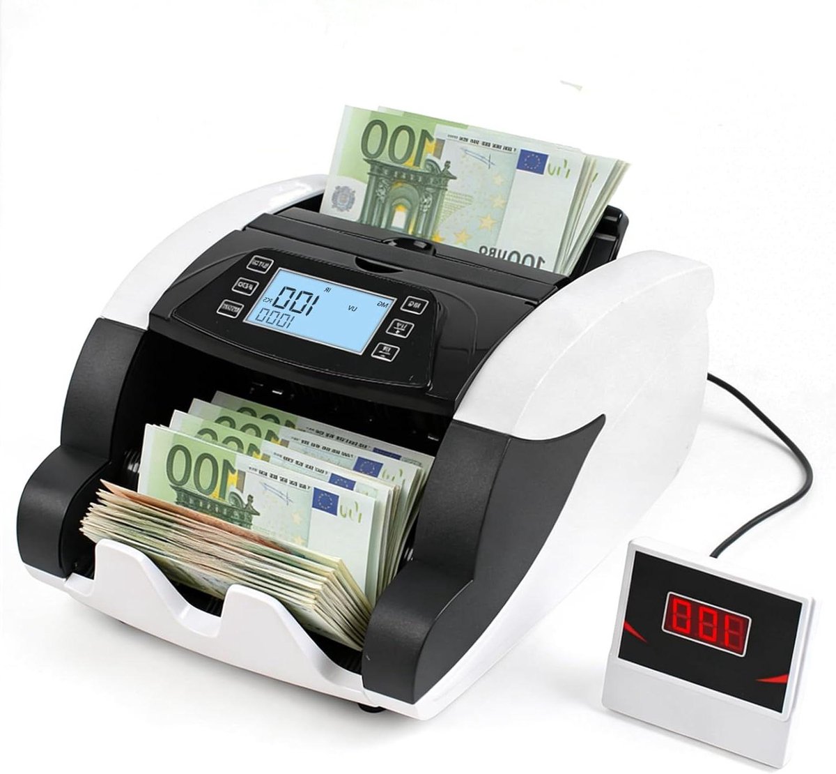 Geld Tel Machine - Bankbiljet Teller - Snel Geld Tellen - UV MG IR Detectie - 1100 Biljetten Min - Zwart