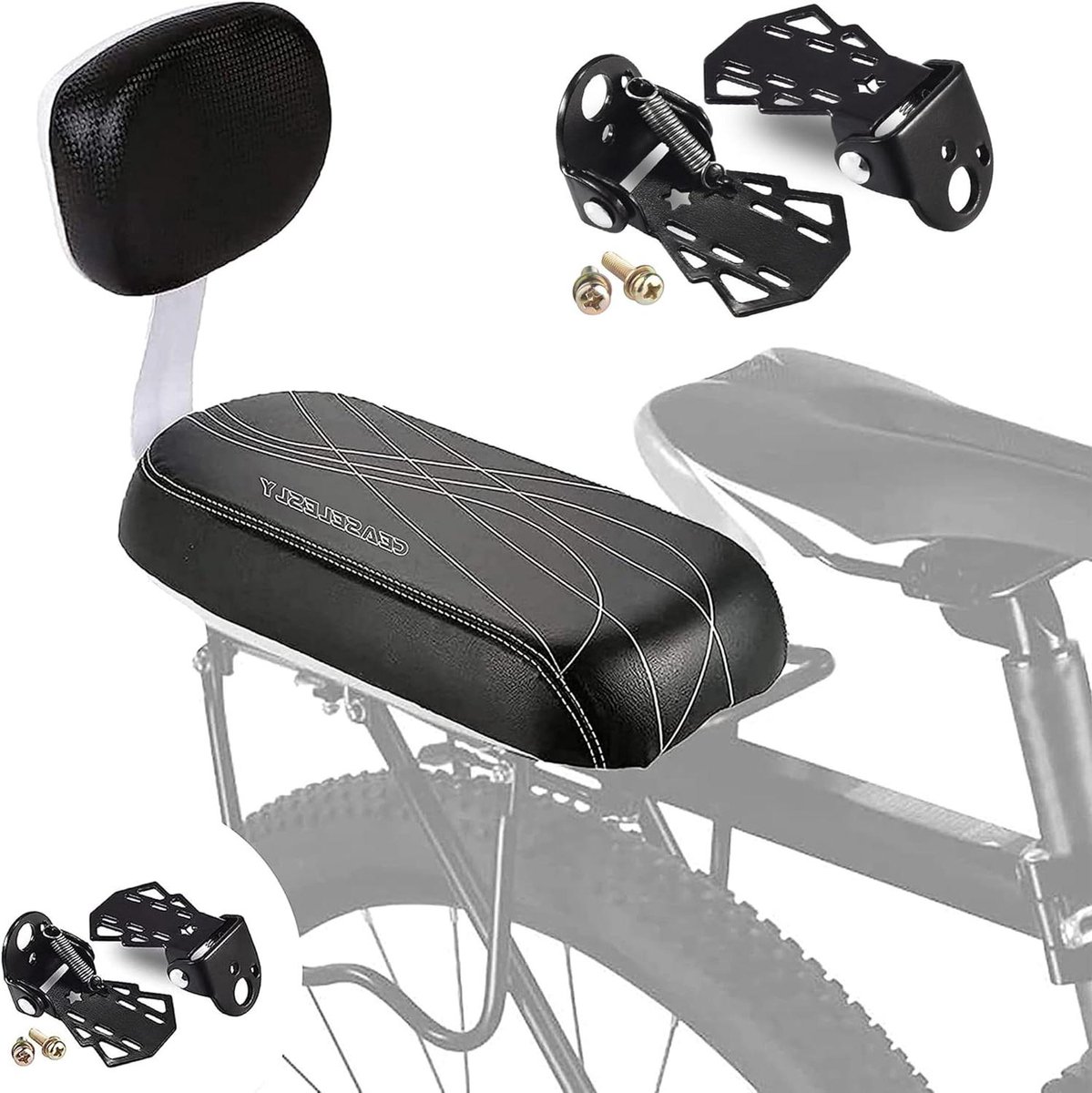 Fietsachterbank - Kinderzitje Fiets - Kinderen Vervoeren - Met Rugleuning - 34 cm Breed - Zwart