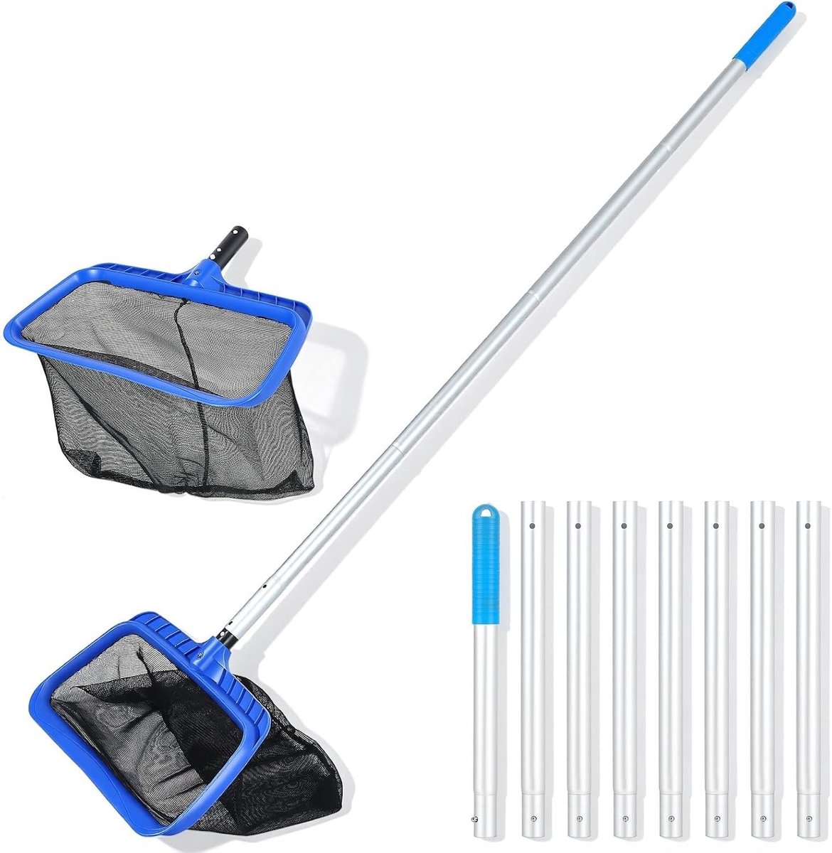 Telescoop zwembadschepnet 320 cm met fijnmazig net voor zwembad, vijver en spa, ideaal voor bladen en algen verwijderen
