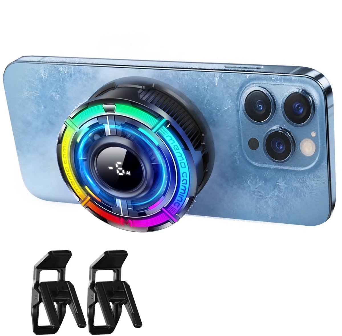 SnelShoppen - Mag-Safe Telefoonkoeler voor Gaming, Draagbare RGB Ventilator voor Mobiele iPhone en Android, Koelventilator voor Warm Weer, Smartphone