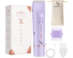 YASATI Oplaadbare 2-in-1 Elektrische Bikinitrimmer + 2 Extra Scheerkoppen Voor Vrouwen - Paars - Waterdichte Scheerapparaat Voor Oksels - Benen En Armen - Reizen - Ladyshave Vrouwen - LadyGroomer - Intieme zone - Scheerapparaat vrouwen