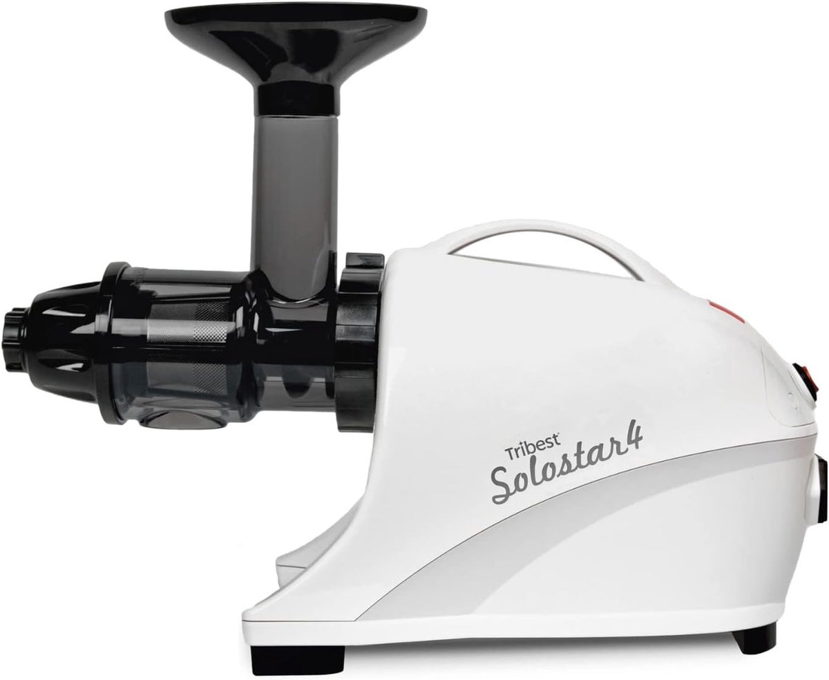 SnelShoppen - Tribest Solostar 4 Slow Juicer Horizontale Sapcentrifuge voor Groenten en Fruit, 47 omw/min, 120 W, Elektrische Juicer in Wit voor Keuke
