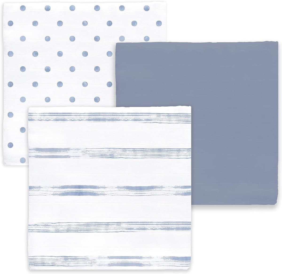 Katoenen mousseline dekens - Inbakerdoeken wikkeldoeken - Baby comfort - Voorgewassen zachtheid - 116 x 116 cm - Denim aquarel