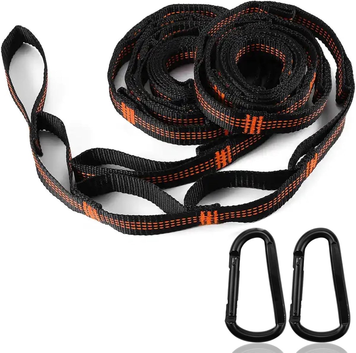 Therapieschommel voor Kinderen, Hangmat Bevestiging met D-ring Karabiners, 1.5 m Lang, Ideaal voor Buitenactiviteiten, Kamperen en Spelen, 4 Stuks
