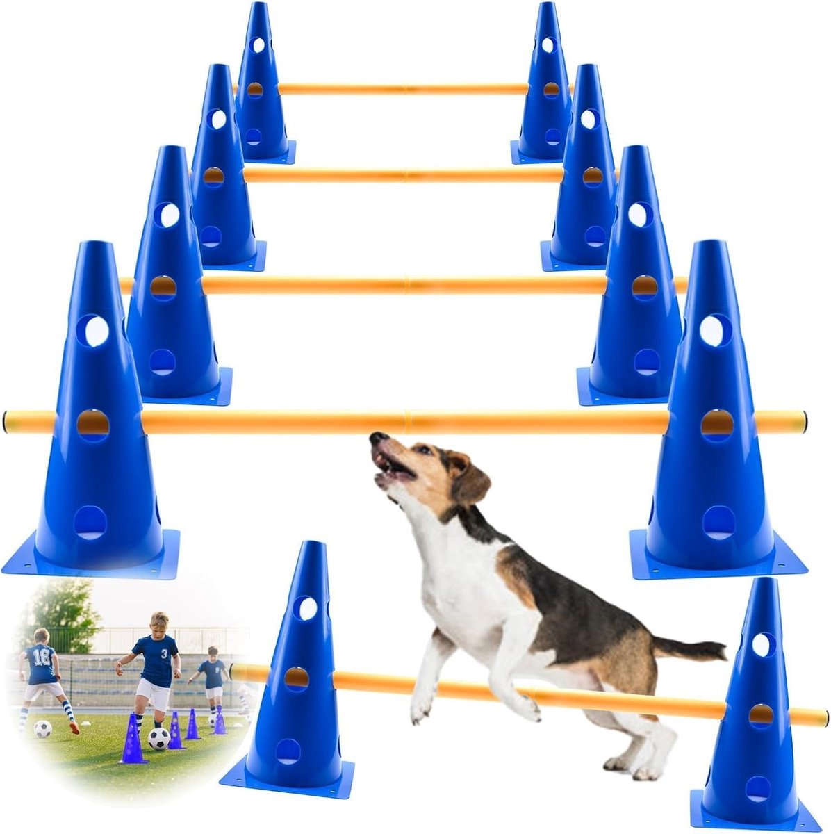 Sports Hordenset voor Honden en Kinderen, Obstakels voor Agility Training, Cavaletti Hordes, 23 cm Hoogte, 5 Stangen, 80 cm Lengte