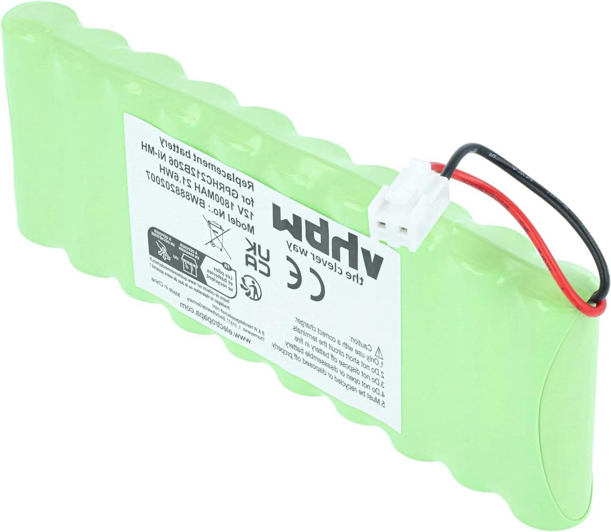 Reserveaccu - Vervangende batterij - Automatische deuren - Oplaadbaar NiMH - 1800mAh 12V - Zwart