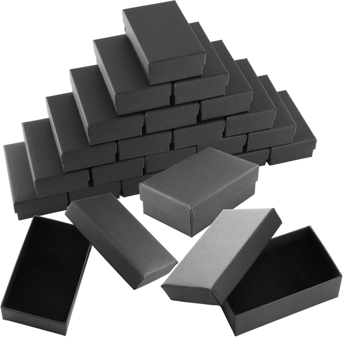 SnelShoppen - 24 Stuks Juwelendoosjes Zwart 8x5x2,7 cm - Kleine Sieradengeschenkdozen met Deksel voor Oorbellen, Kettingen, Armbanden en Ringen - Perf