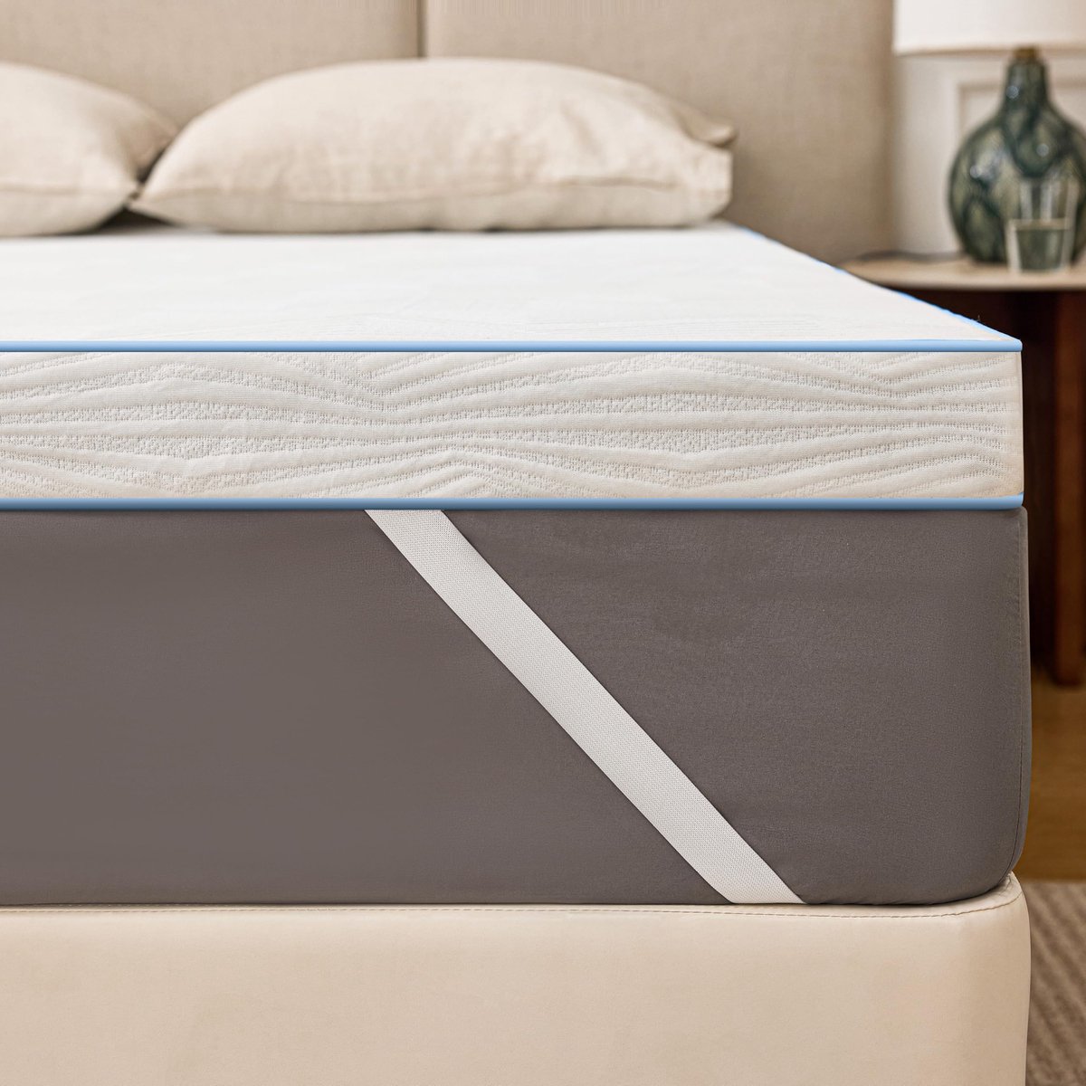 SnelShoppen - Solviente Topper 140x200cm H2 – 5cm Memory Foam & Koudschuim Matratzentopper, Oeko-TEX® Gecertificeerd, Afneembare Hoes, Antislip, Hypoa