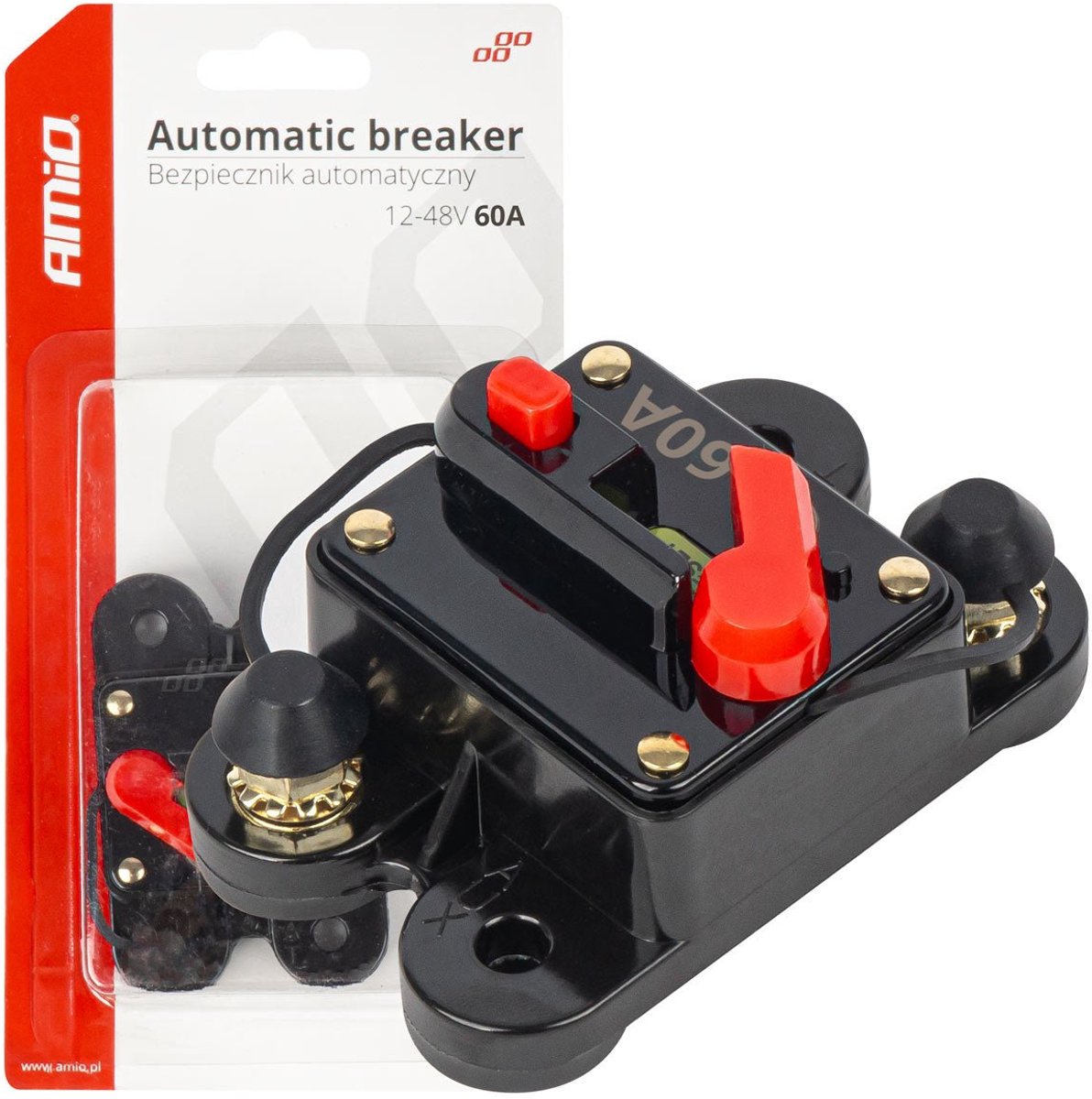 Automatische Zekering / Circuit Breaker 12-48V 60A - Resetbare Auto Zekering