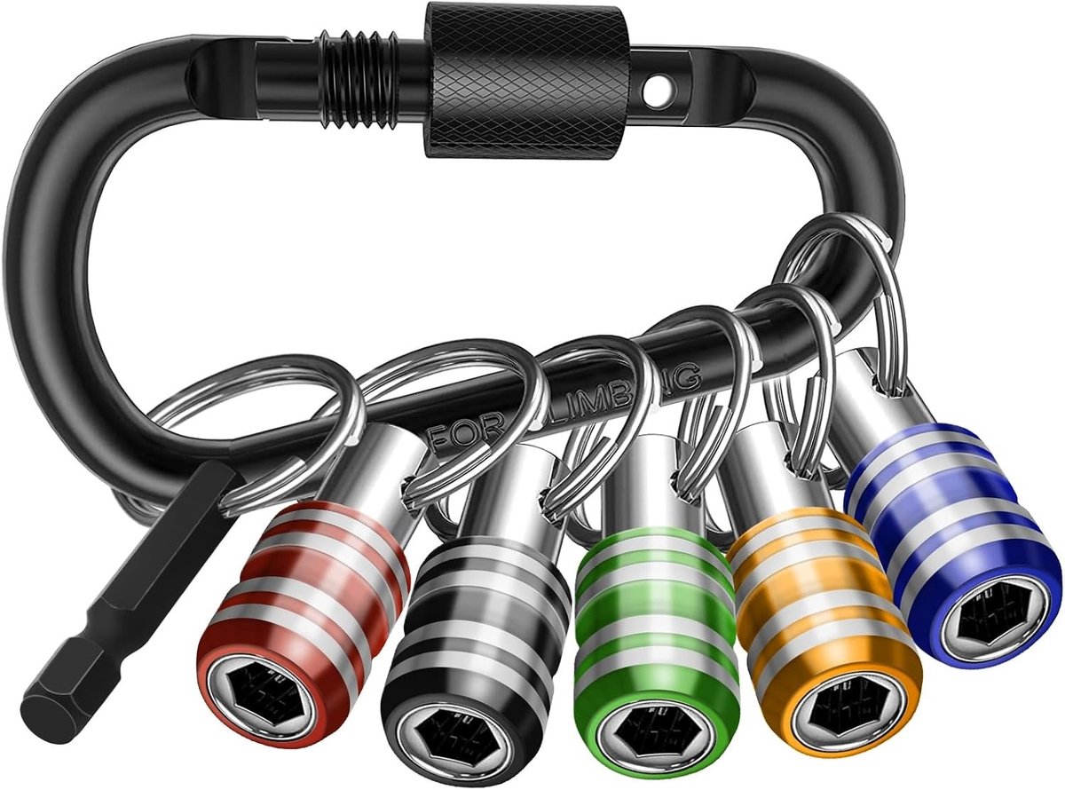 Draagbare bit houder voor sleutelhangers, hex shank schroevendraaier bit houder | Handige en snelle wissel van bit sets met karabiner