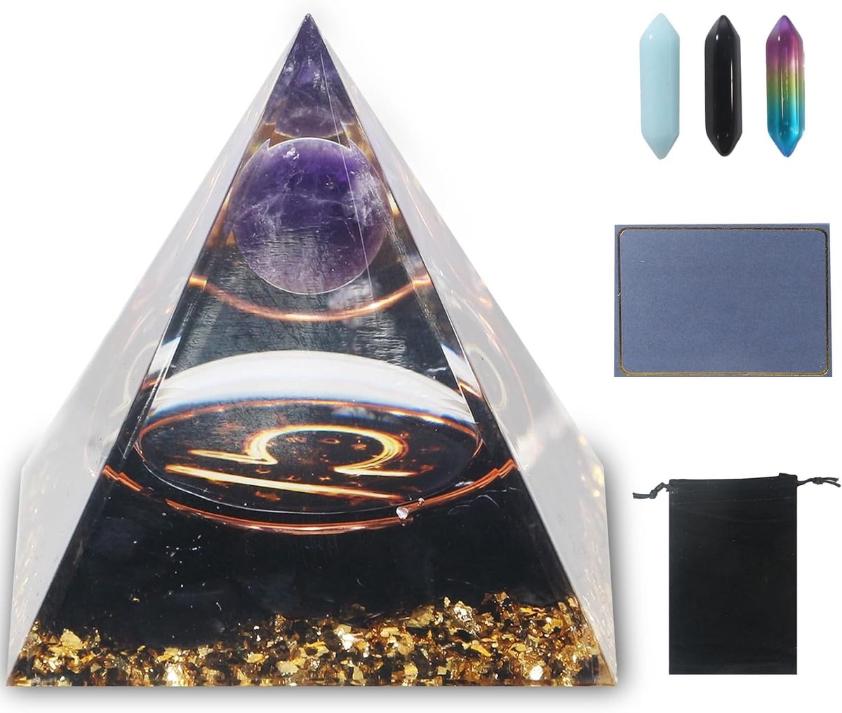 Reiki Kristallen Piramide van Orgoniet met 12 Sterrenbeeld Edelstenen voor Chakra Healing, Meditatie en Yoga Accessoires