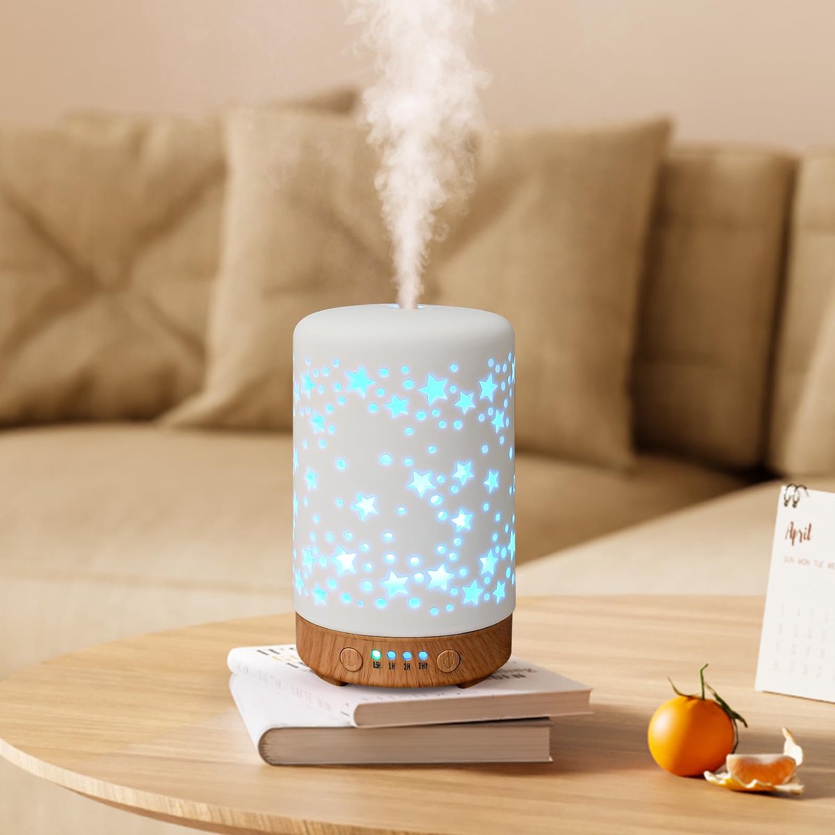 SnelShoppen - Geurverspreider Keramiek 100 ml Wit - Ultrasone Geurverspreider voor Etherische Oliën met 7-Kleuren LED Licht en Luchtbevochtiger - Elek