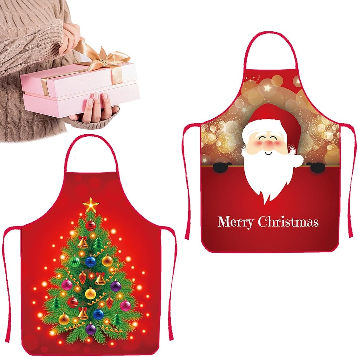 Kerstschort Set van 2 - Grappige Keukenschorten voor Koken en Bakken - Perfect als Kerstcadeau en voor Feestelijke Maaltijden