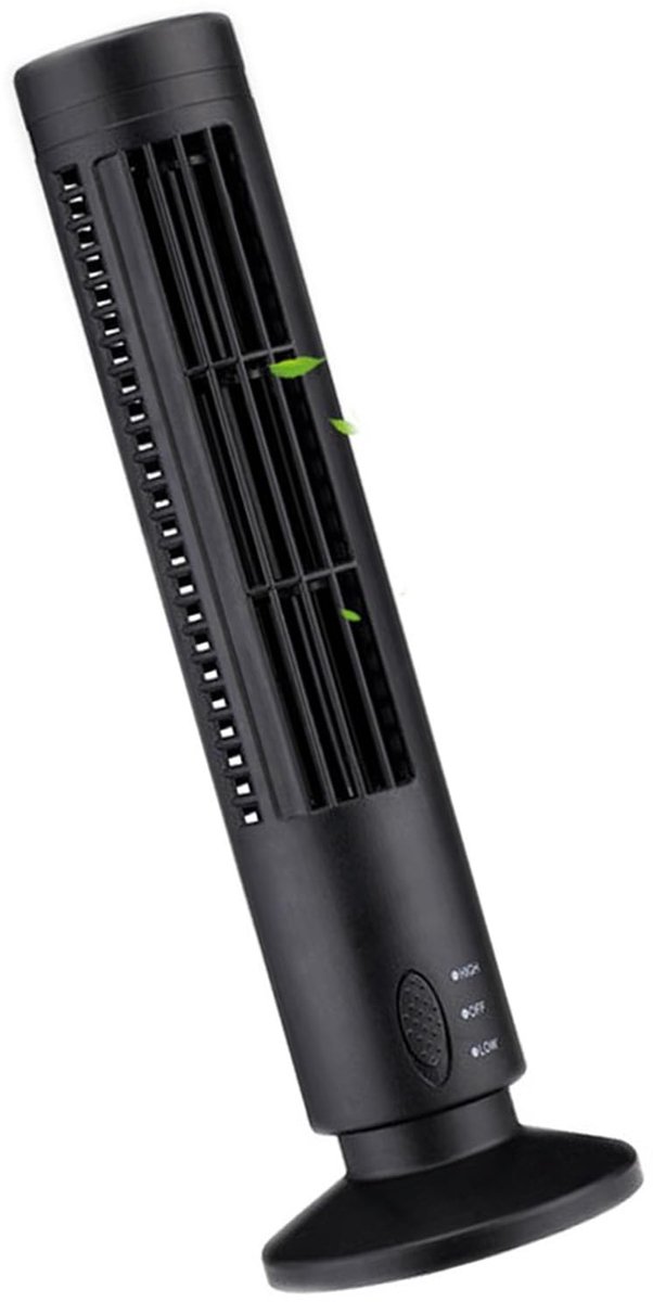 SnelShoppen - SIXRUN Torenventilator USB, Oscillerend, 2 Snelheden, Lemmetloos, Krachtig, Compact voor Thuis en Kantoor, Zwart 330x105x60mm