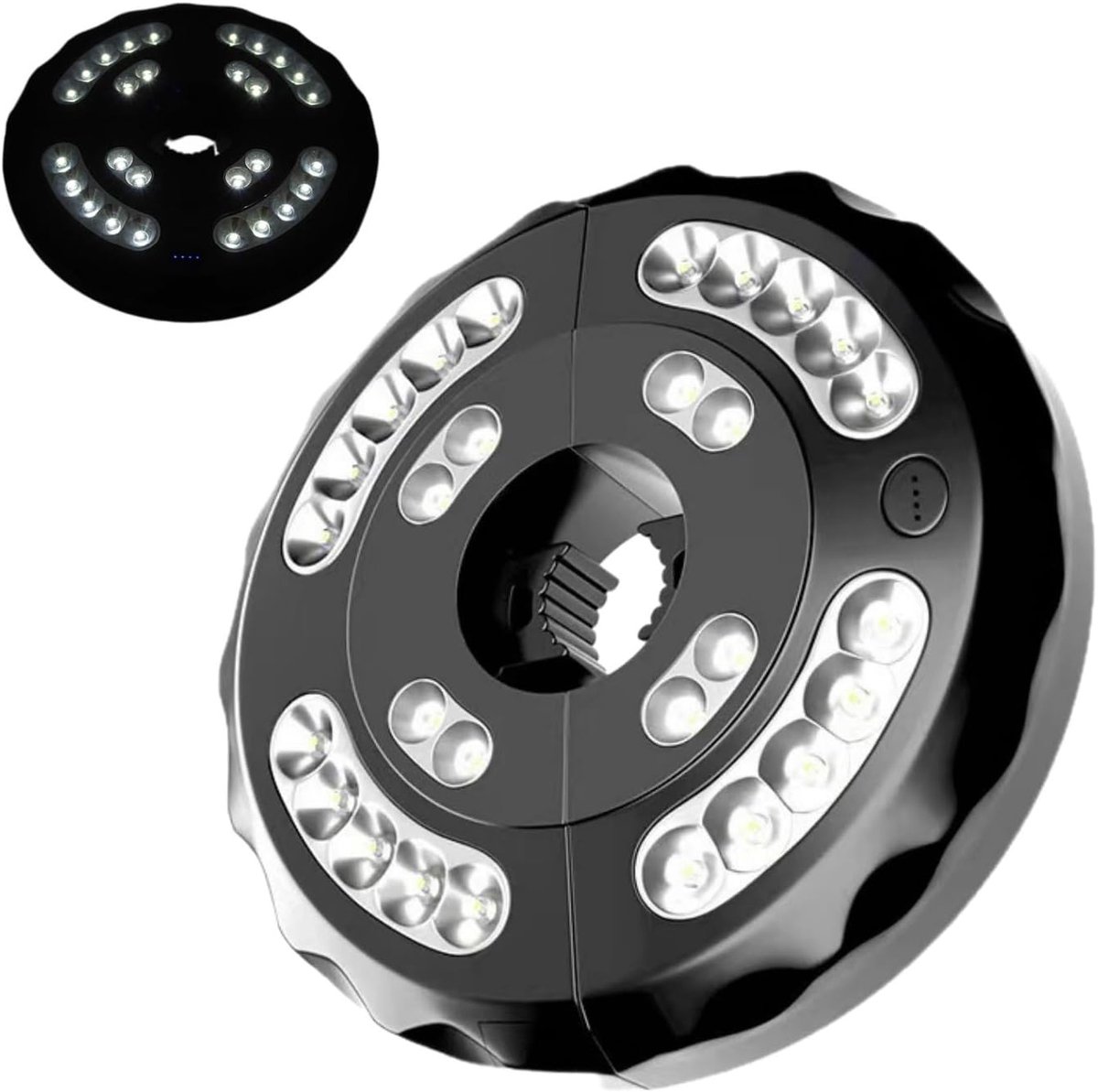 Draadloze LED-paraplulamp, werkt op USB of 4 AA-batterijen, 3 lichtstanden, waterdicht, Geschikt voor buitenverlichting in tuinen, op terrassen, binnenplaatsen, tijdens kamperen, barbecues en feesten.