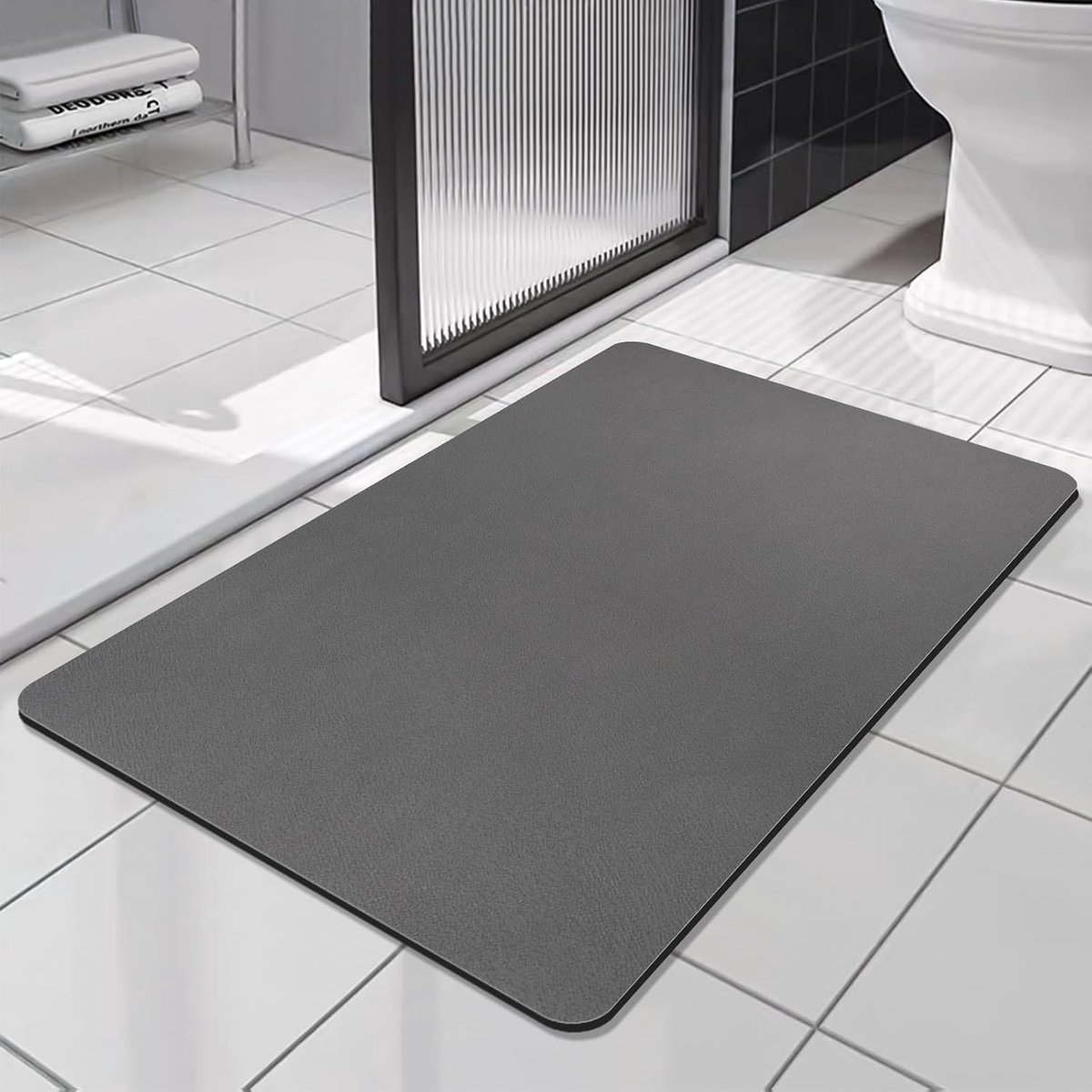 SnelShoppen - Badmat Diatomeeën, Super Absorberend en Sneldrogend, Antislip Douchemat van Microvezel, Donkergrijs 60x150cm, Ideaal voor Badkamer en Do