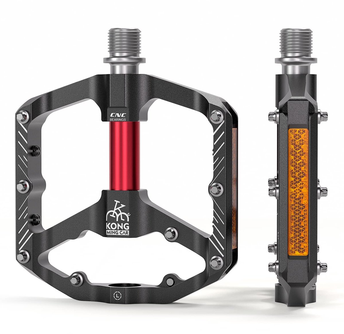 SnelShoppen - Fietspedalen met Reflecterende Strips, 3 Afgedichte Lagers, Antislip CNC-Aluminium Fietsplatforms, 9/16 Inch Pedalen voor Racefiets, MTB