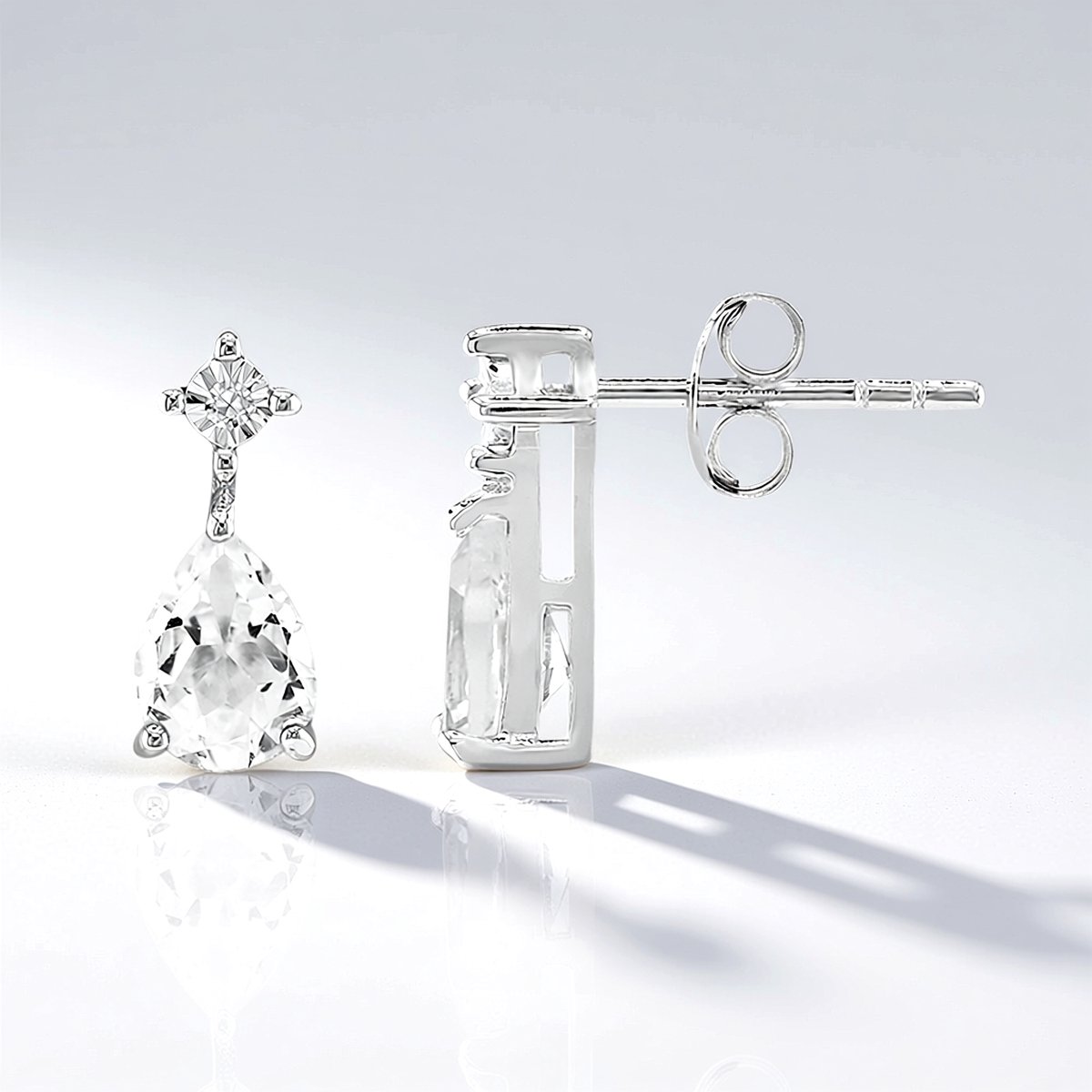 Cavill - Zilveren Oorbellen - 925 Sterling Zilver - 1,42 ct Peervormige Witte Topaas - Elegante Oorbellen Met Edelsteen - Tijdloos Design